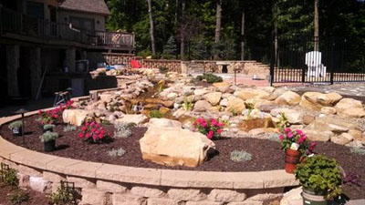 Existing Pond Turned into Pondless Waterfeature